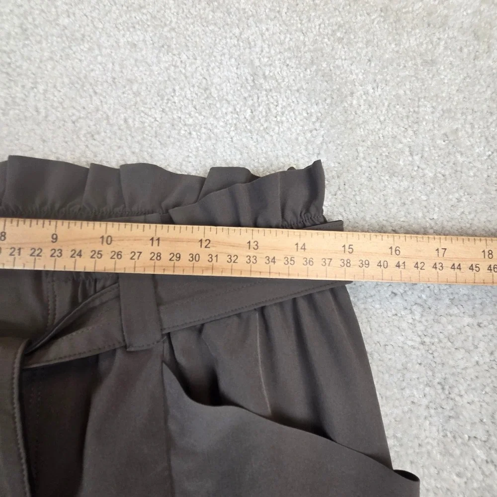 Athleta Skyline Pant Paperbag Waist Tie Belt Green Tapered Leg Womens 6